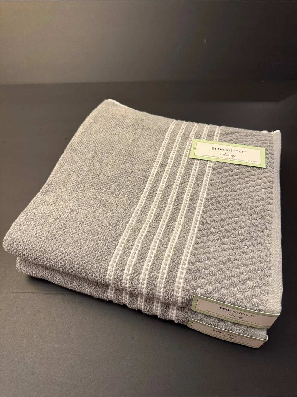 4pc Ecoexistence Melange Gray Waffle Weave Bath Towel Set - Waterless Coloring